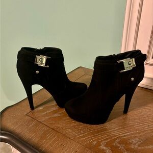 Guess, black suede heeled booties, 6